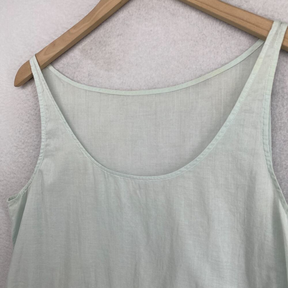 EILEEN FISHER Slip L Organic Cotton Gauze Dress Scoop Neck Tank Aqua Blue - Picture 4 of 11